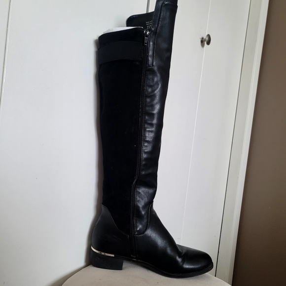 Call It Spring Knee-High Boot Faux Leather Suede Black Size 6 - Picture 6 of 12